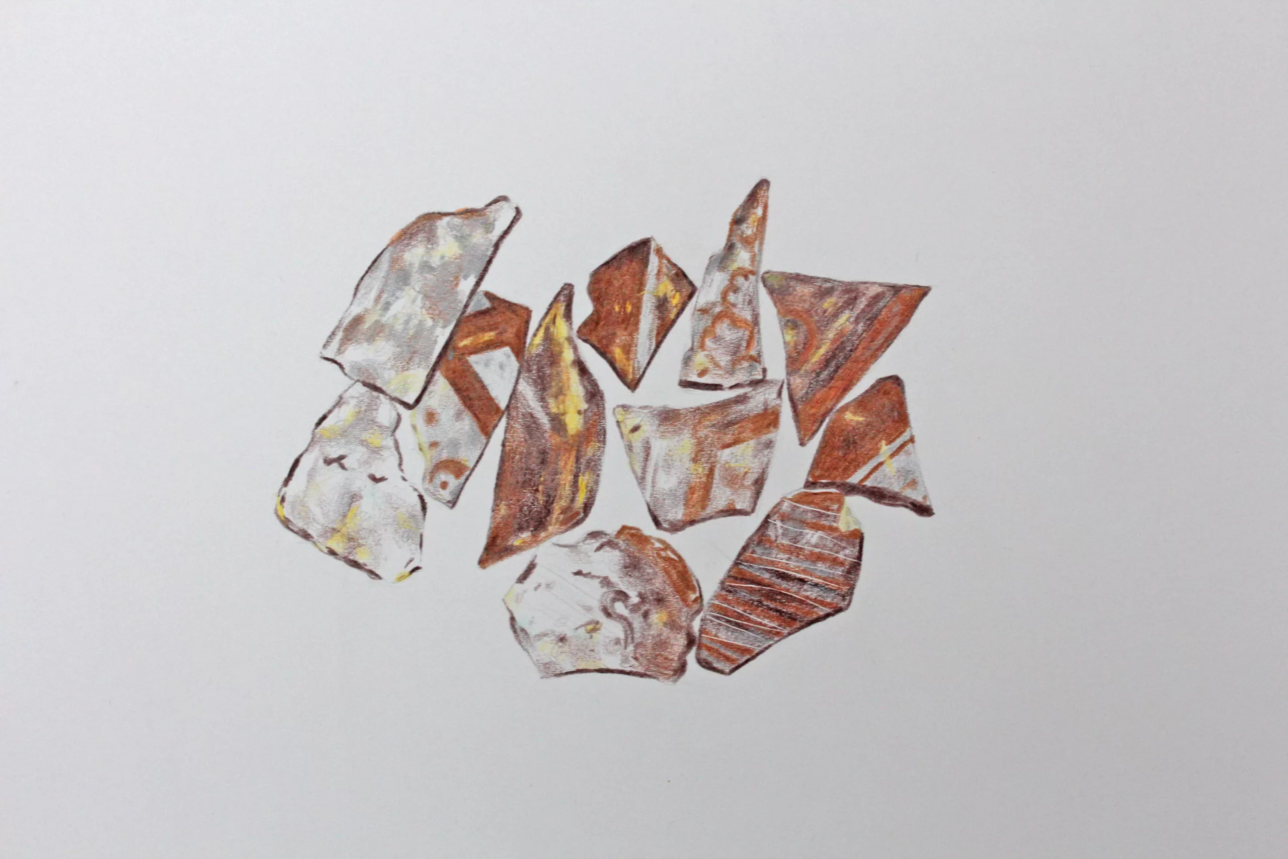 Fragment Group coloured pencil drawing by Abi Spendlove